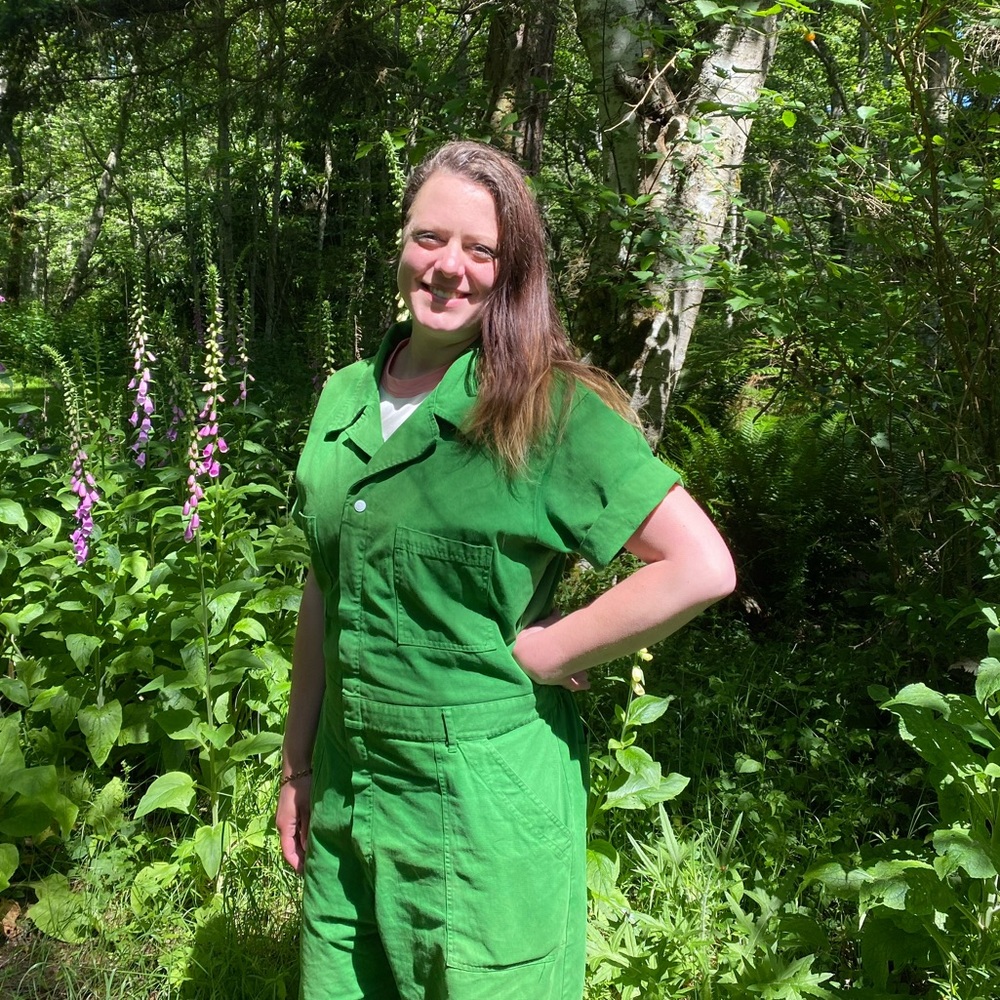 BIG BUD PRESS 🍀 forest green short-sleeve jumpsuit 🍀 discontinued color